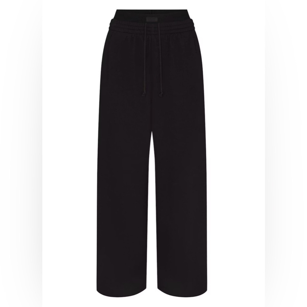 Skims Cotton Fleece Oversized Double Waistband Pant Size Medium in Onyx NWT - Picture 2 of 3